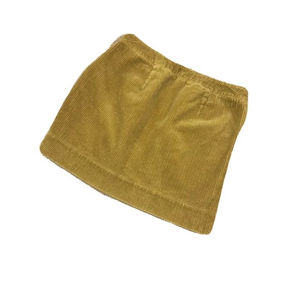 Old Navy Juniors Yellow Brown Corduroy Mini Skirt Size 0 Pleated Front W Pockets - Picture 2 of 7